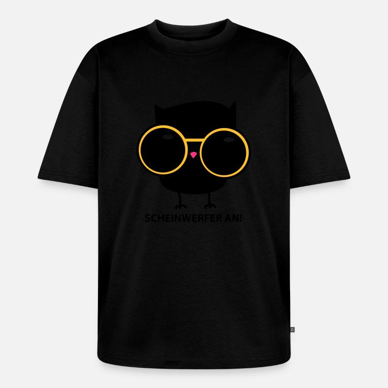 Eule mit Brille (b) - Unisex Premium Oversized Bio T-Shirt - Schwarz