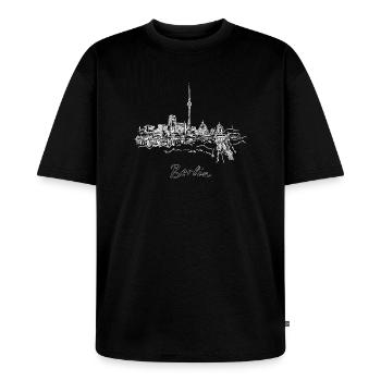 Berlin Skyline Stadtbild Deutschland Berlin Wahrzeichen - Unisex Premium Oversized Bio T-Shirt - Schwarz - Vorne - Thijin (182cm) & Selfina (174cm)