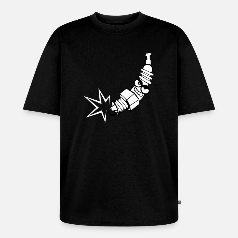 Zündkerze Comic mit Gesicht - Unisex Premium Oversized Bio T-Shirt - Schwarz