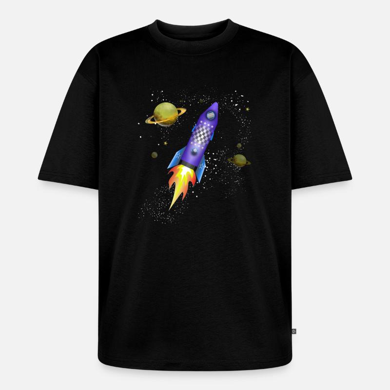 Fusée dans l'espace - T-shirt Premium bio oversize Unisexe - noir