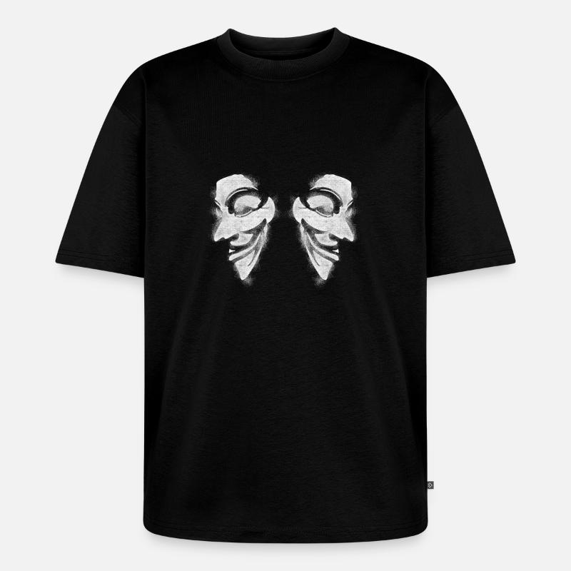 Anonymous v comme vendetta Double Head - T-shirt Premium bio oversize Unisexe - noir