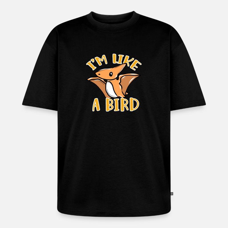 Dinosaurier Vogel - Unisex Premium Oversized Bio T-Shirt - Schwarz