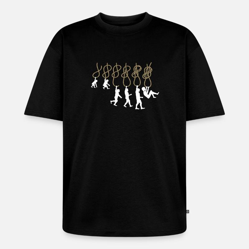 Evolution Klettern Kletterknoten Achter Knoten - Unisex Premium Oversized Bio T-Shirt - Schwarz