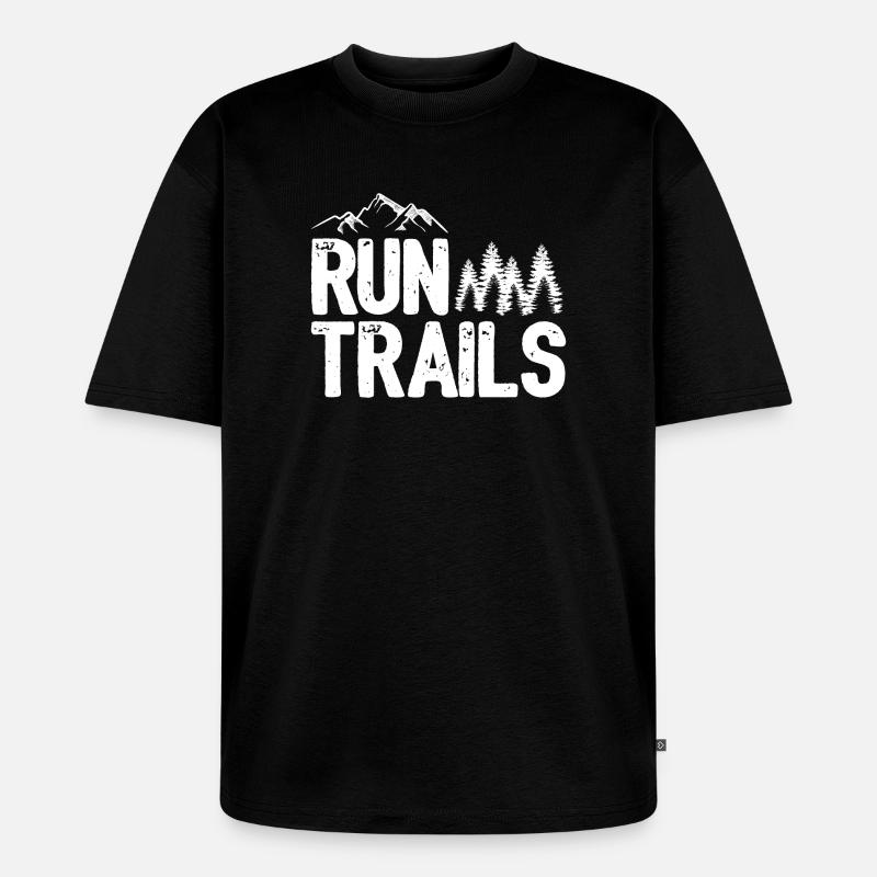 Run Trails - Unisex Premium Oversized Bio T-Shirt - Schwarz