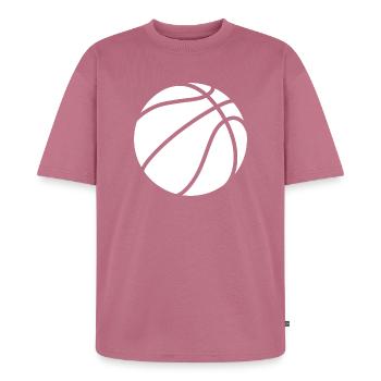 Logo de basket-ball blanc - T-shirt Premium bio oversize Unisexe - mauve - Devant - Thijin (182cm) & Selfina (174cm)