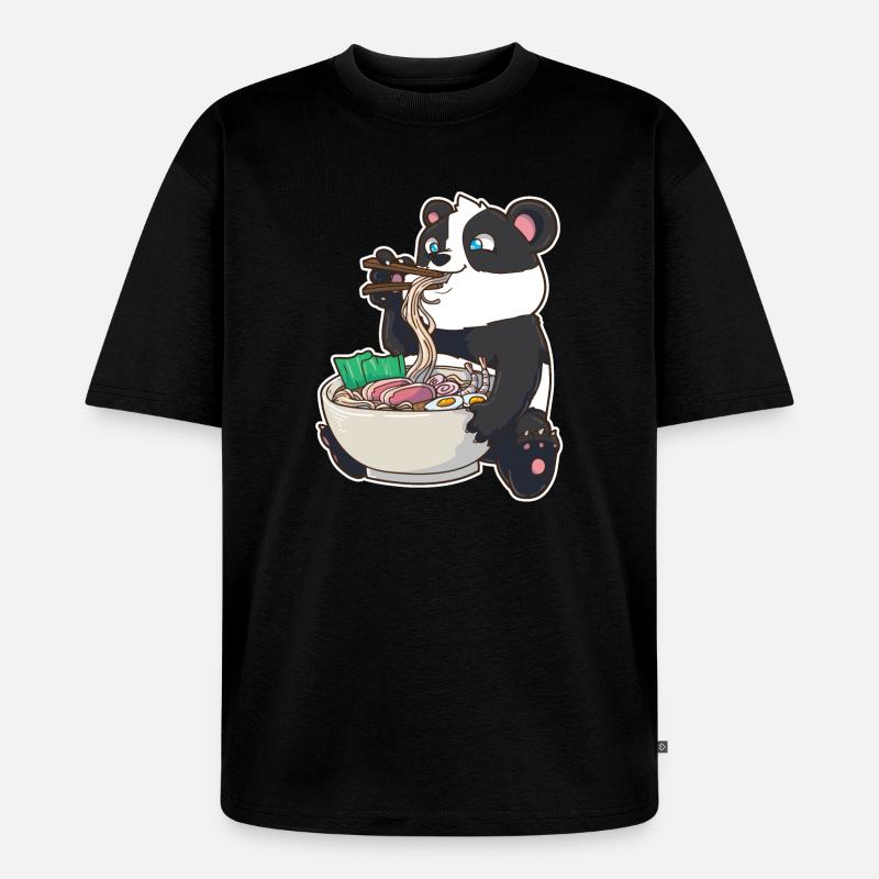 Ramen Panda - Unisex Premium Oversized Bio T-Shirt - Schwarz