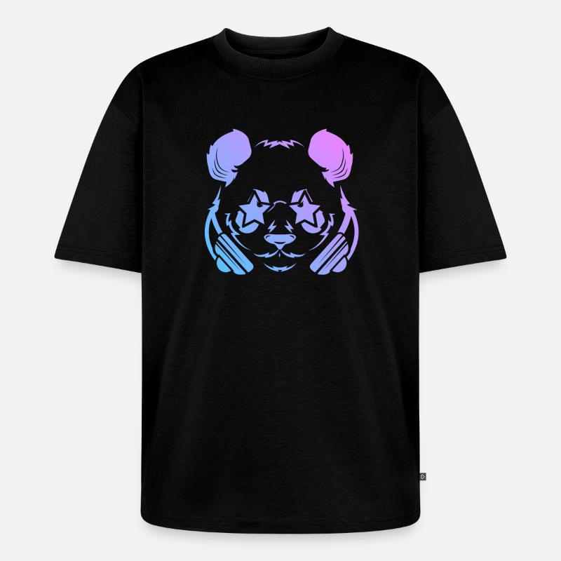 Panda Pandabär - Unisex Premium Oversized Bio T-Shirt - Schwarz
