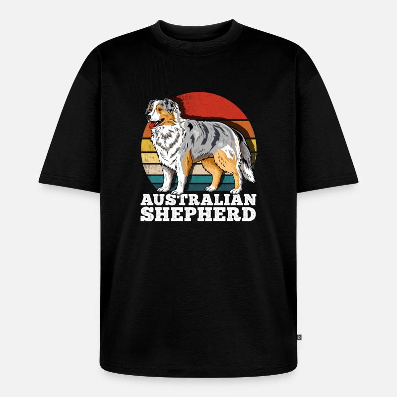 Australian Shepherd Aussie Retro - Unisex Premium Oversized Organic T-Shirt - black
