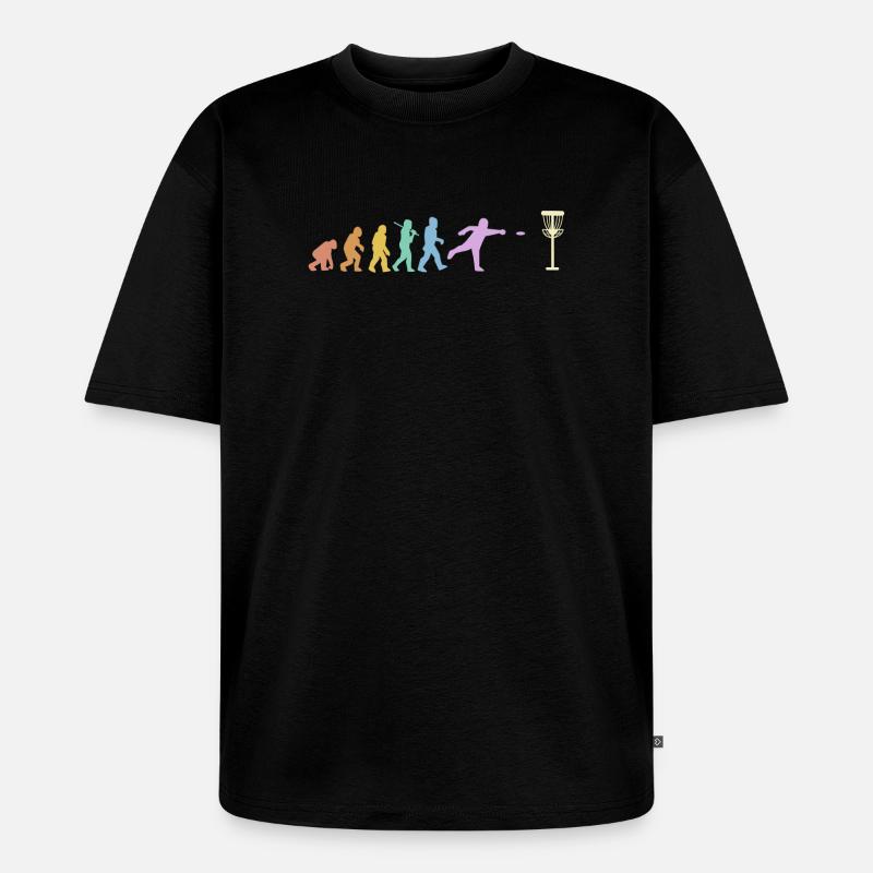 Discgolf Evolution Disc Golf Discgolfer - T-shirt Premium bio oversize Unisexe - noir