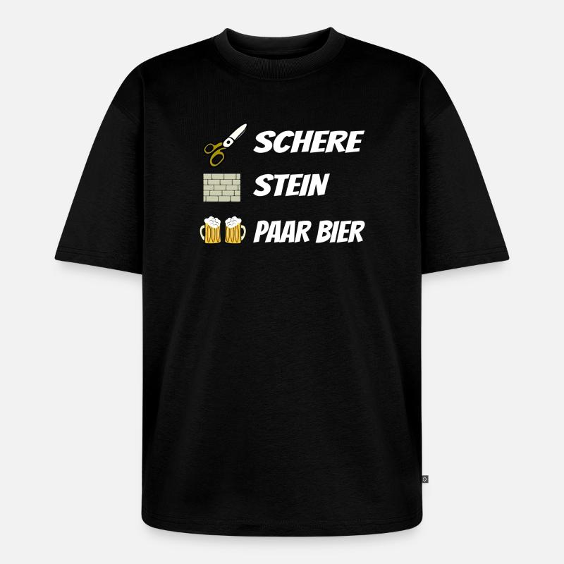 Schere , Stein, Paar Bier - Unisex Premium Oversized Bio T-Shirt - Schwarz