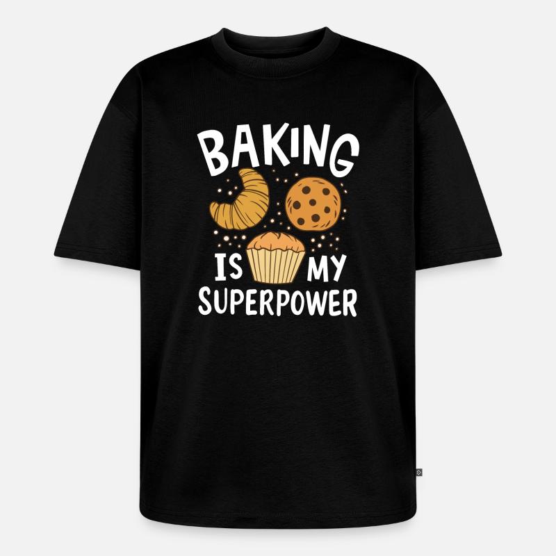 Backen Bäcker - Unisex Premium Oversized Bio T-Shirt - Schwarz