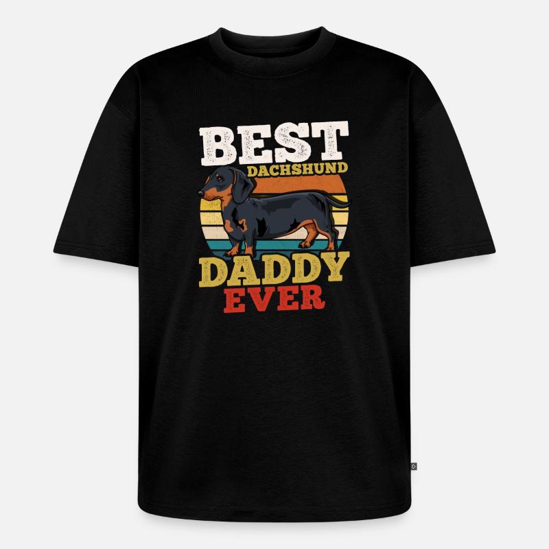 Dackel Hundevater Retro - Unisex Premium Oversized Bio T-Shirt - Schwarz
