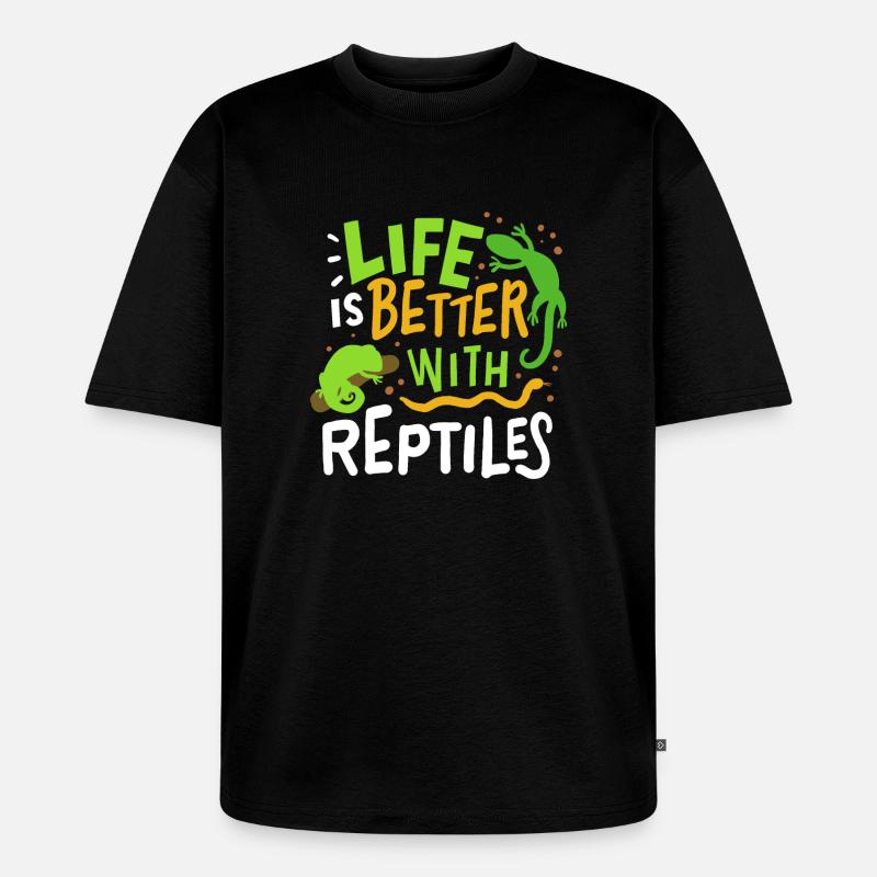 Reptilien Eidechse - Unisex Premium Oversized Bio T-Shirt - Schwarz