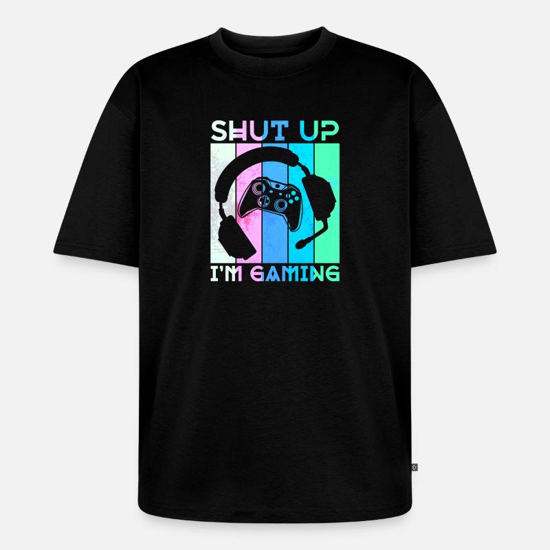 Gamer Headset Controller Statement Zocker - Unisex Premium Oversized Bio T-Shirt - Schwarz