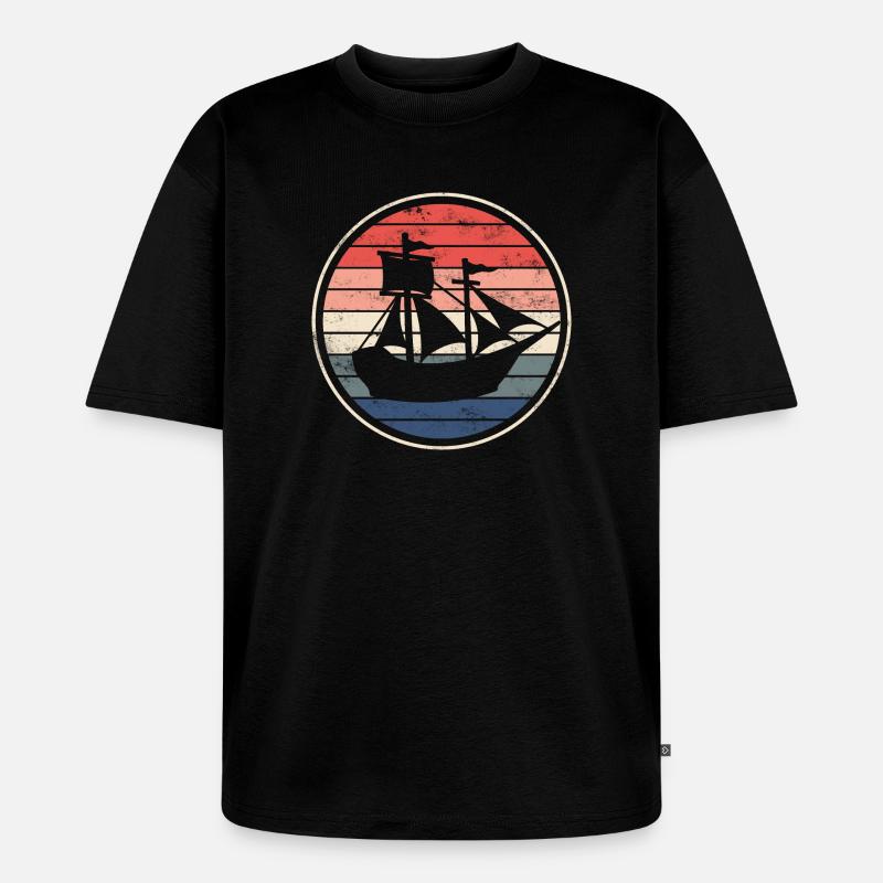 Boot Schiff Segelschiff - Unisex Premium Oversized Bio T-Shirt - Schwarz