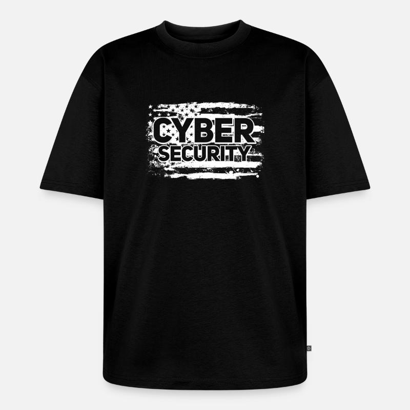 Cybersecurity USA Flag IT Computer - Unisex Premium Oversized Organic T-Shirt - black