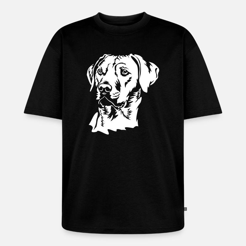 Rhodesian Ridgeback Kopf "Black Edition" - Unisex Premium Oversized Bio T-Shirt - Schwarz