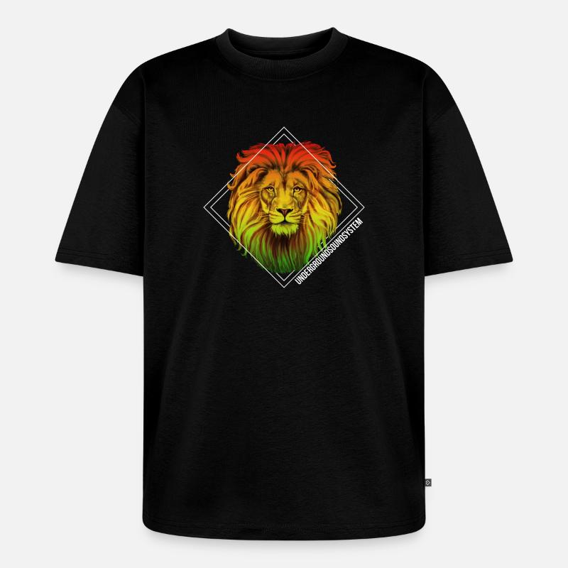 Regenbogenlöwe Diamond Muster - Unisex Premium Oversized Bio T-Shirt - Schwarz