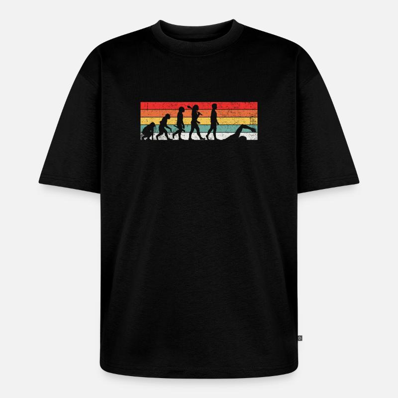 Schwimmen Schwimmer Evolution - Unisex Premium Oversized Bio T-Shirt - Schwarz