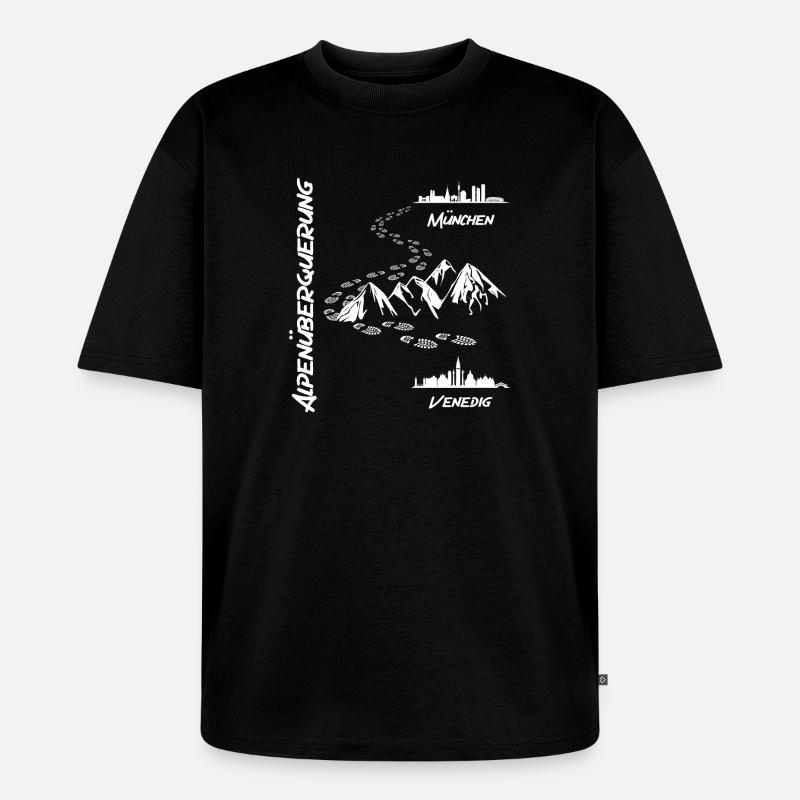 Alpenüberquerung München - Venedig - Unisex Premium Oversized Bio T-Shirt - Schwarz