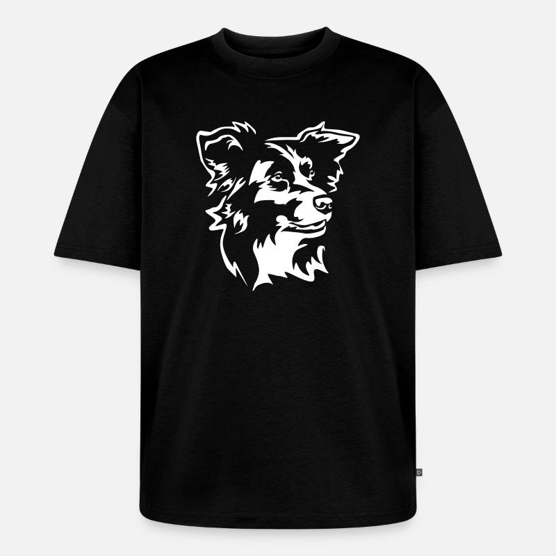 Border Collie Kopf "Black Edition" - Unisex Premium Oversized Bio T-Shirt - Schwarz