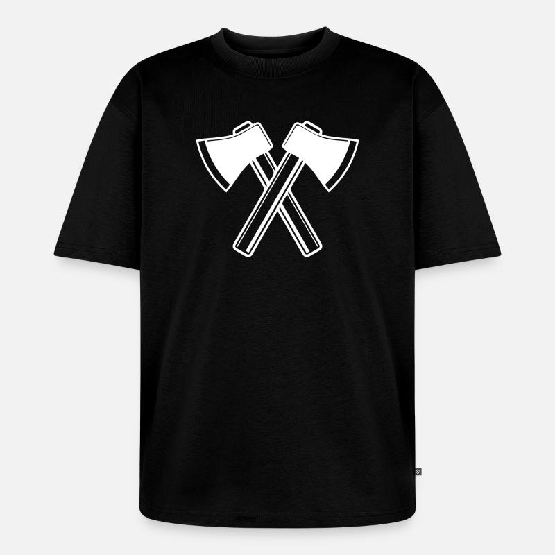 Axe Axes Bûcheron Forestier - T-shirt Premium bio oversize Unisexe - noir