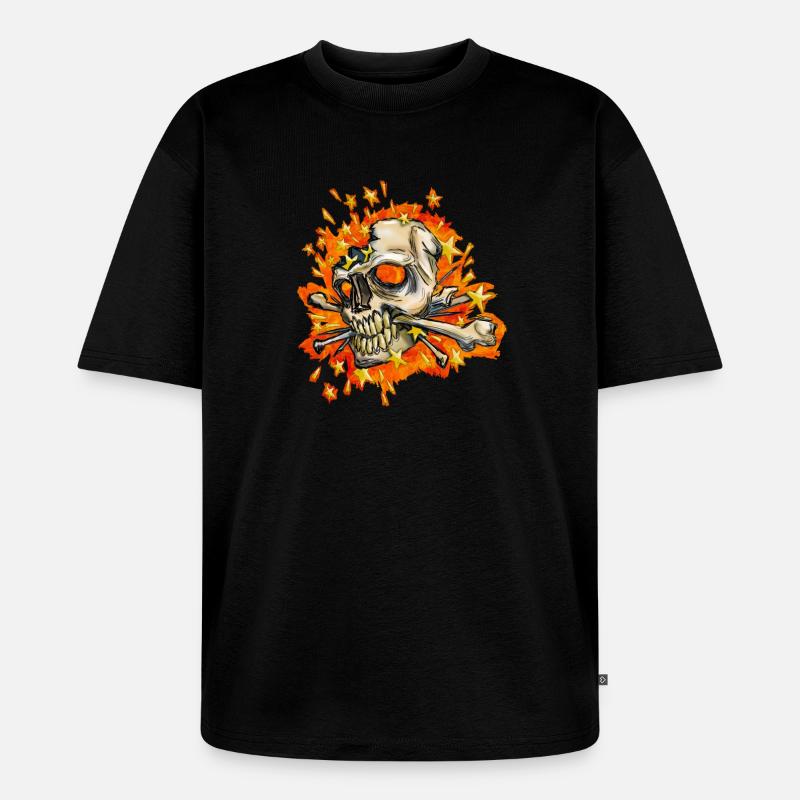 exploding skull - Unisex Premium Oversized Organic T-Shirt - black
