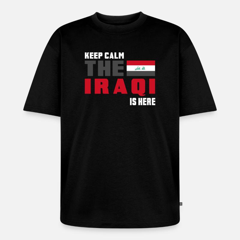 Keep Calm Irak Flaggen Design - Unisex Premium Oversized Bio T-Shirt - Schwarz