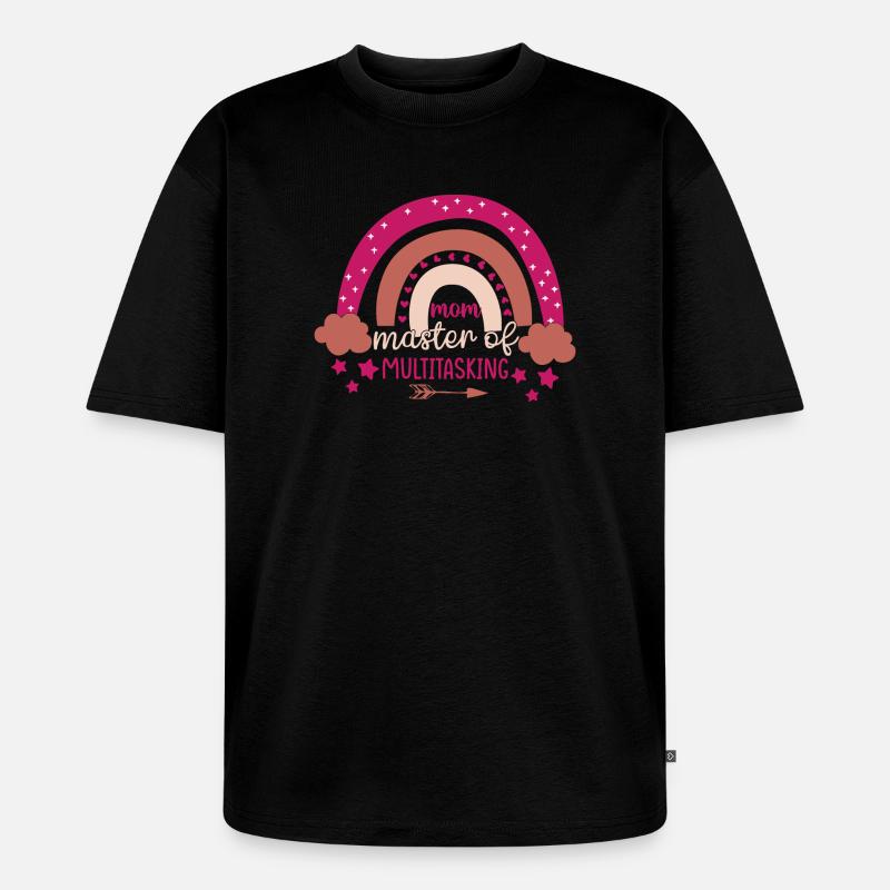 Mama Königin des Regenbogens Multitasking - Unisex Premium Oversized Bio T-Shirt - Schwarz