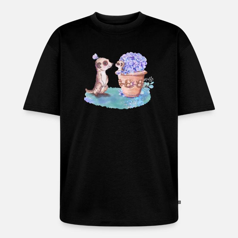 Erdmännchen - Unisex Premium Oversized Bio T-Shirt - Schwarz