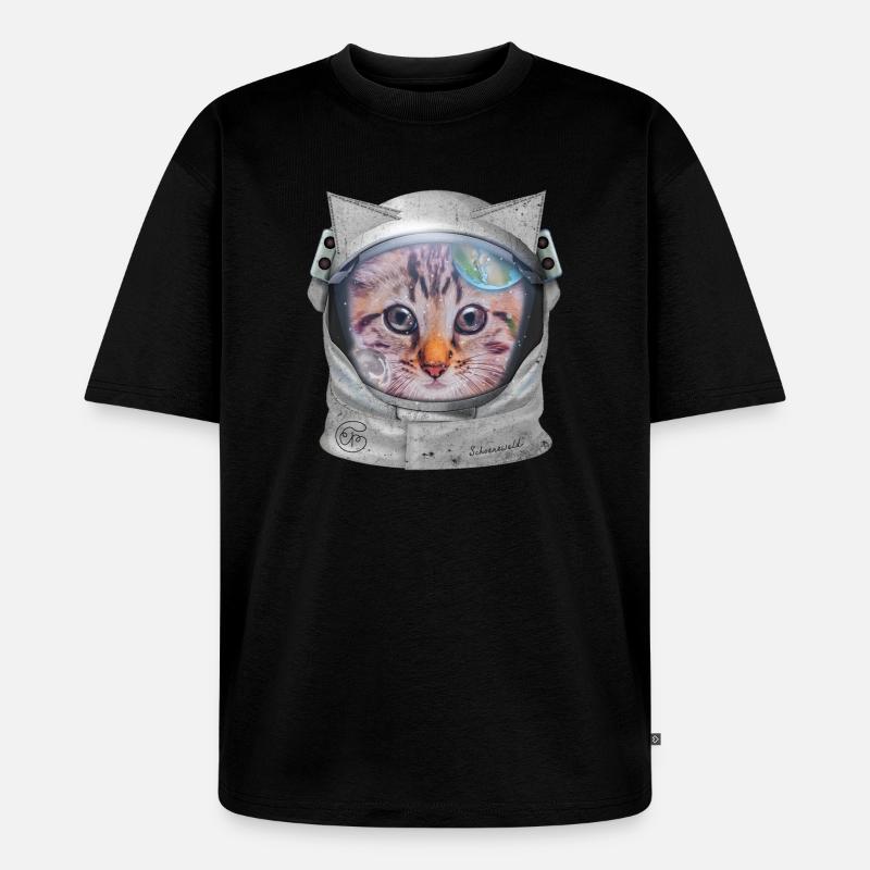 Chat dans l’espace - T-shirt Premium bio oversize Unisexe - noir