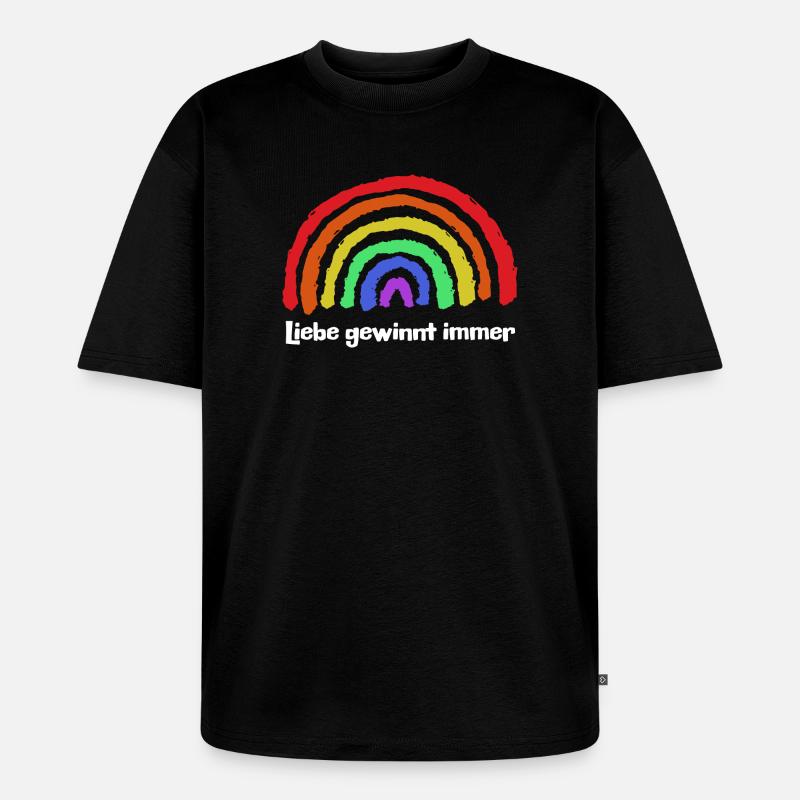 Regenbogen Frieden Freiheit Liebe Statement - Unisex Premium Oversized Bio T-Shirt - Schwarz