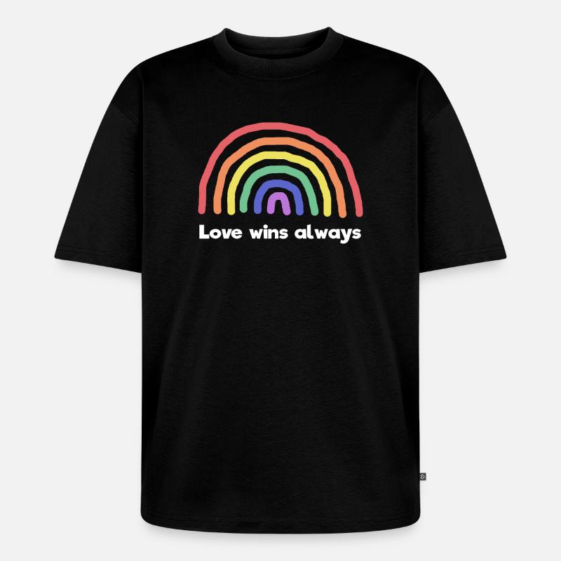 Regenbogen Liebe Statement Frieden Weltfrieden - Unisex Premium Oversized Bio T-Shirt - Schwarz