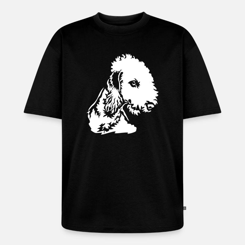 Bedlington Terrier Kopf "Black Edition" - Unisex Premium Oversized Bio T-Shirt - Schwarz