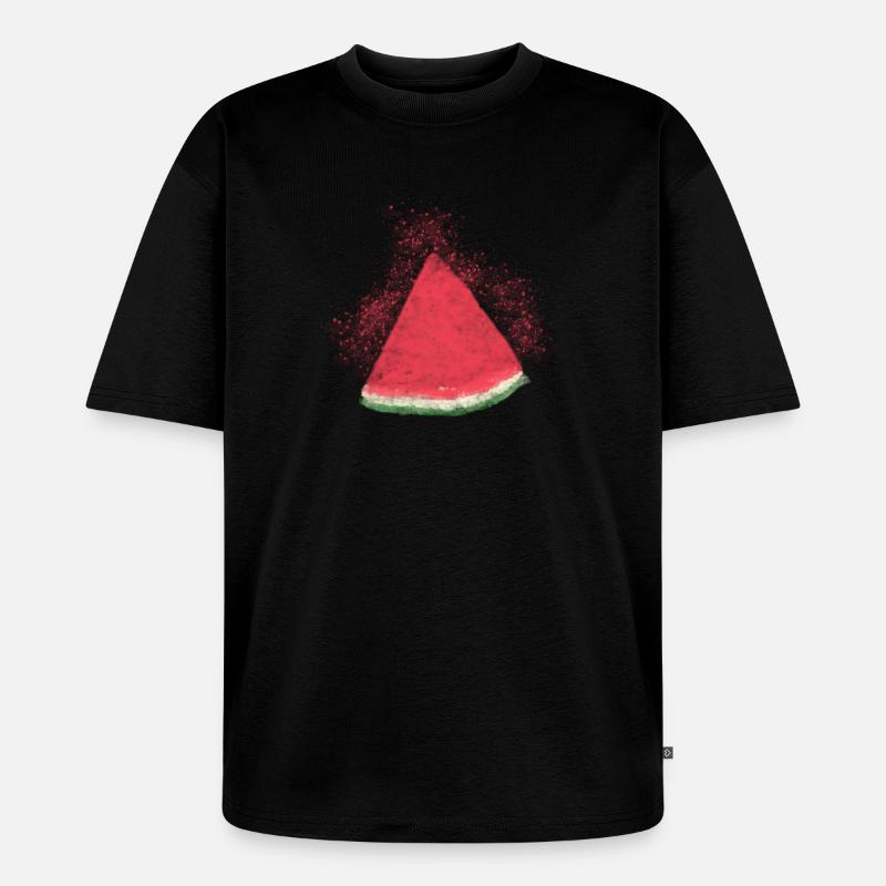 Pastèque, Pastèque, Melon, Aquarelle - T-shirt Premium bio oversize Unisexe - noir