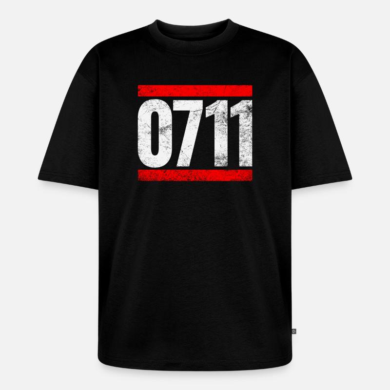 0711 Stuttgart - Unisex Premium Oversized Bio T-Shirt - Schwarz