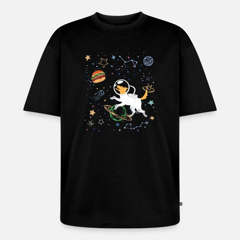 Space Explorer mit Astronaut Fox - Unisex Premium Oversized Bio T-Shirt - Schwarz