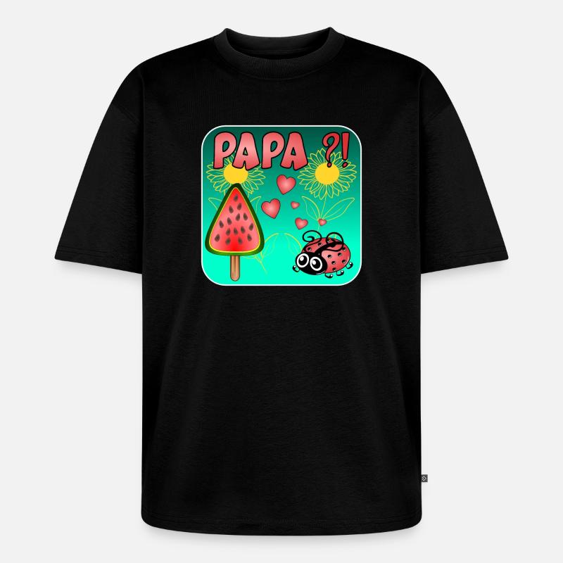 Wassermelonen Eiscreme - PAPA MARIENKÄFER - Unisex Premium Oversized Bio T-Shirt - Schwarz