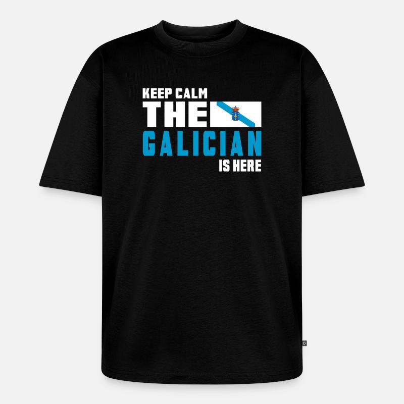 Keep calm Galicien Flaggen Design - Unisex Premium Oversized Bio T-Shirt - Schwarz