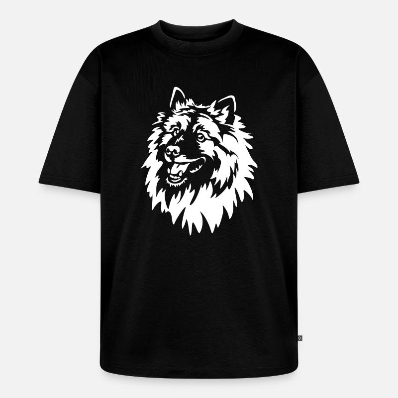 Wolfsspitz Kopf "Black Edition" - Unisex Premium Oversized Bio T-Shirt - Schwarz