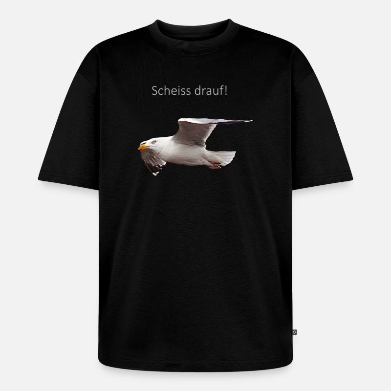Möwe im Flug Spruch - Unisex Premium Oversized Bio T-Shirt - Schwarz