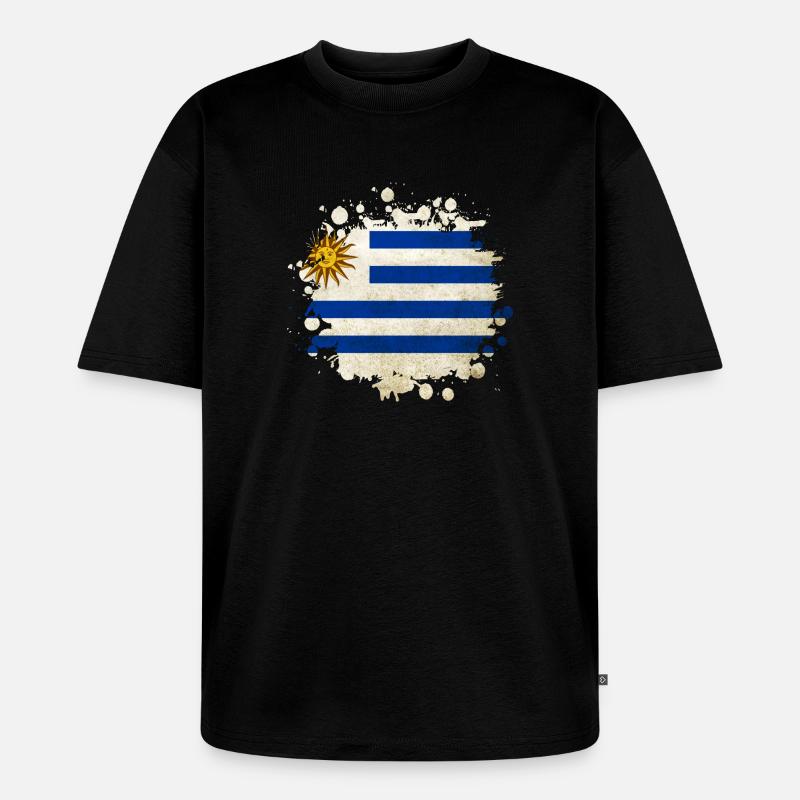 Uruguay Klecks Flaggen Design - Unisex Premium Oversized Bio T-Shirt - Schwarz