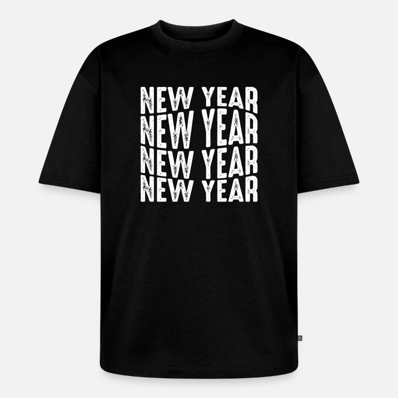 New Year Repeated Text Pattern - Unisex Premium Oversized Organic T-Shirt - black
