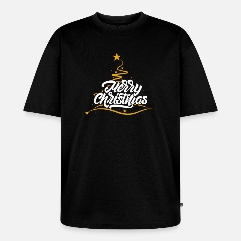 Joyeux Noël script arbre - T-shirt Premium bio oversize Unisexe - noir