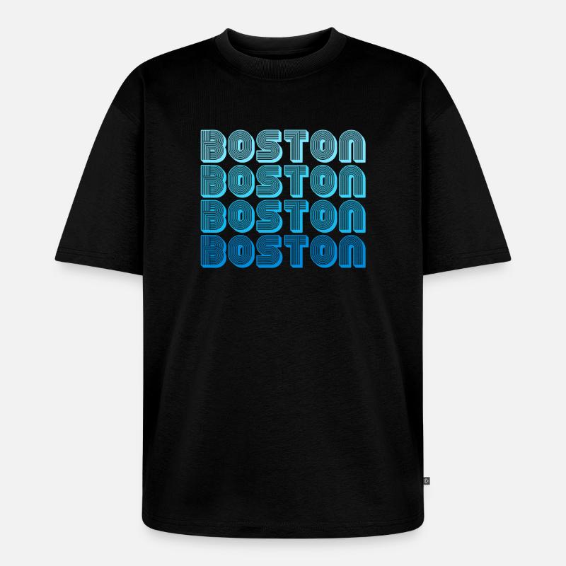 Boston Repeat Pattern Blue Gradient - Unisex Premium Oversized Organic T-Shirt - black