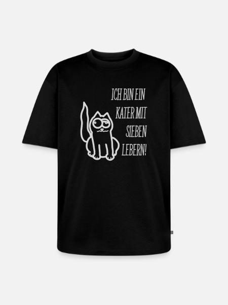Kater mit 7 Lebern - Unisex Premium Oversized Bio T-Shirt - Schwarz