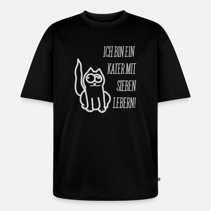 Kater mit 7 Lebern - Unisex Premium Oversized Bio T-Shirt - Schwarz
