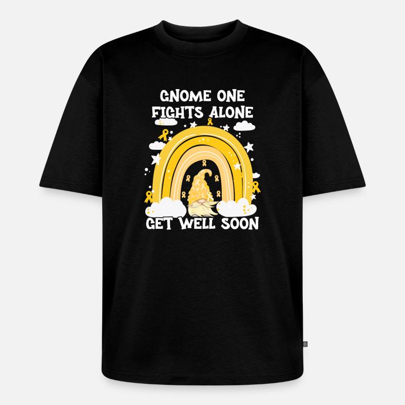 Gnome One Fights Alone Sarkomkrebs - Unisex Premium Oversized Bio T-Shirt - Schwarz