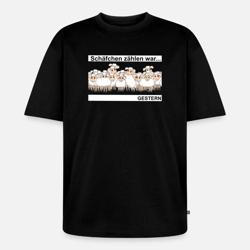 Schäfchen zählen - Unisex Premium Oversized Bio T-Shirt - Schwarz
