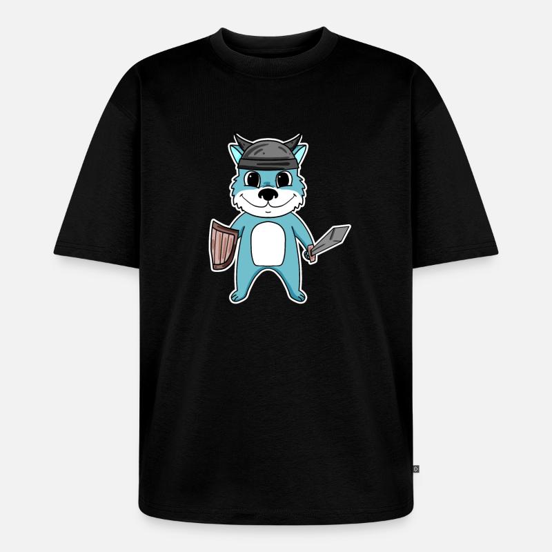 Wikinger Wolf - Unisex Premium Oversized Bio T-Shirt - Schwarz